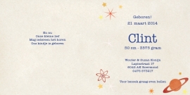 Geboortekaartje Clint | retro space jongen