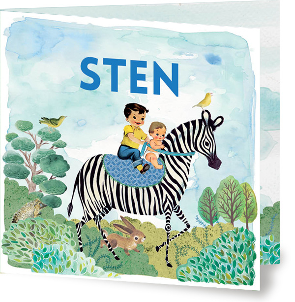 Geboortekaartje Sten | tweede kindje zebra jongen