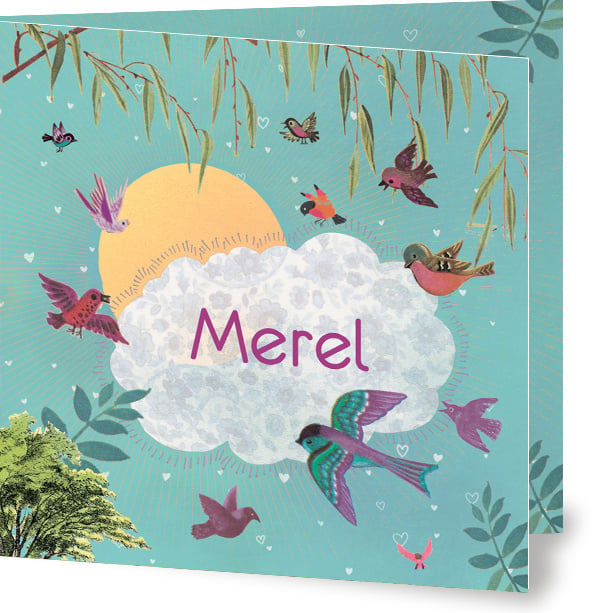 Geboortekaartje Merel | vliegende vogels meisje