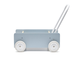 Blauw grijze loopwagen met naam | Kids Concept Wandelwagentje