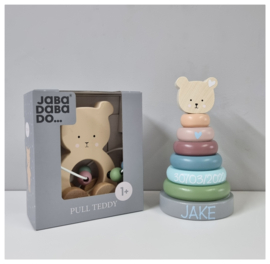 Jabadabado Stacking Toy Teddy | Houten Stapeltoren | Pastel Tinten