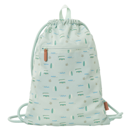 Fresk Zwemtas Surf Boy | Gymtas met naam mint met surf busje