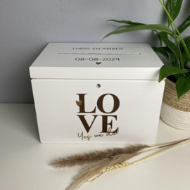 Houten Enveloppenkist wit  | LOVE | Huwelijks cadeau