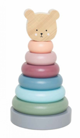 Jabadabado Stacking Toy Teddy | Houten Stapeltoren | Pastel Tinten