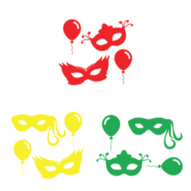Carnavalsstickers | Raamstickers Maskers en Ballonnen | Stickerset CARNAVAL