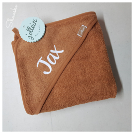 Jollein Badcape Badstof - 75 x 75cm - Caramel | Baby Badcape met naam bedrukt