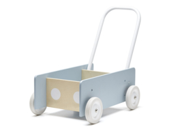Blauw grijze loopwagen met naam | Kids Concept Wandelwagentje