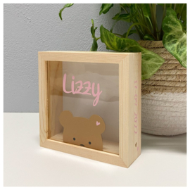 Houten Spaarpot met Naam en Beertje | Peek A Boo Teddy