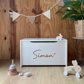 Wit houten speelgoedkist met naam | Simplicity