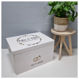 Houten Herinneringen kist bloemenkrans | Bruiloft Cadeau | Circle of Love