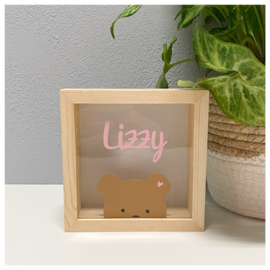 Houten Spaarpot met Naam en Beertje | Peek A Boo Teddy