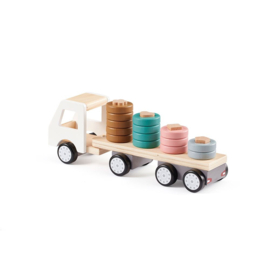 Kids Concept Sorter Ring Truck Aiden | Kids Concept Vrachtwagen Stapeltoren met naam | Vrachtauto