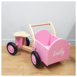 Loop Bakfiets met naam - Roze