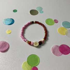 Armbandje Sunrise - met naam - pastel roze/ bruin | FeelGood Armcandy