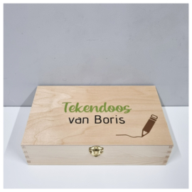 Houten Tekendoos | Houten Tekenkist met naam