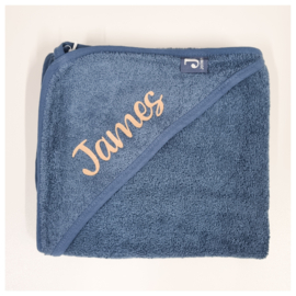 Jollein Badcape Badstof - 75 x 75cm - Jeans Blue | Baby Badcape met naam bedrukt