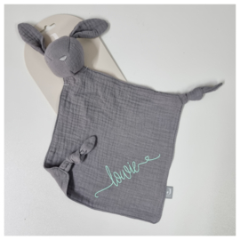 Jollein Knuffeldoekje Bunny Ears met Naam | Comfy Blanket Storm Grey