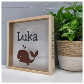 Houten Spaarpot met Naam en Walvisje | I Whale Always Love You