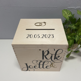 Houten Enveloppenkist met naam | Forever Connected | Huwelijks cadeau