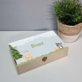 Houten Tekendoos | Houten Tekenkist met naam | Bos dieren