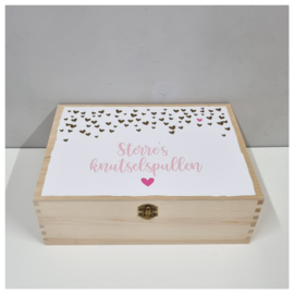 Houten Knutseldoos | Houten Knutselkist | Houten box met naam | Full Print Rain of Love