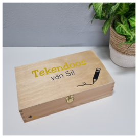 Houten Tekendoos | Houten Tekenkist met naam