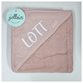 Jollein Badcape Badstof - 75 x 75cm - 100 x 100cm Pale Pink | Baby Badcape met naam bedrukt