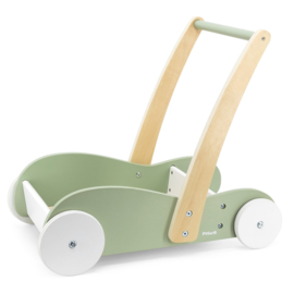 Houten groene loopwagen met naam | Duwwagen | Babywalker