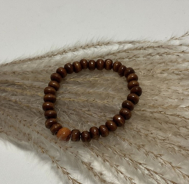 Houten kralen armband | Bruin-roest bruin