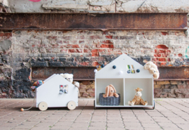 Pinolino Speelgoedwagen Huisje | Blokkenkar wit |  huisje met naam