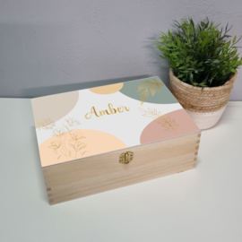 Houten Knutseldoos | Houten Knutselkist | Houten box met naam | Full Print For the love of pastel