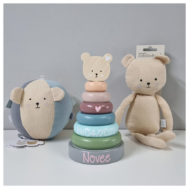 Jabadabado Stacking Toy Teddy | Houten Stapeltoren | Pastel Tinten