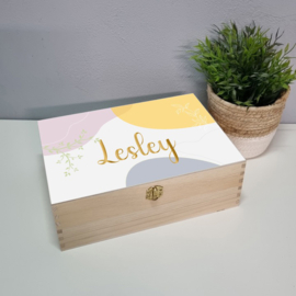 Houten Knutseldoos | Houten Knutselkist | Houten box met naam | Full Print Colour me happy