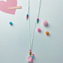 Touwketting kids met Leuke bedel |  Konijntje Roze | FeelGood