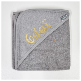 Jollein Badcape Badstof - 75 x 75cm - Storm Grey | Baby Badcape met naam bedrukt