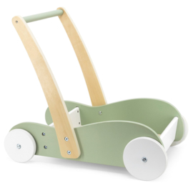 Houten groene loopwagen met naam | Duwwagen | Babywalker