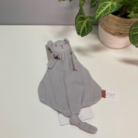 BamBam Organic Bear Tuttle Grey | knuffeldoekje met naam Grijs