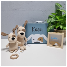 Houten Spaarpot met Naam en Hondje | Peek A Boo Puppy