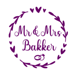 Naamsticker | Mr & Mrs in Cirkel | Trouwsticker