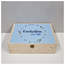 Houten Knutseldoos | Houten Knutselkist | Houten box met naam | Full Print Circle of Stars