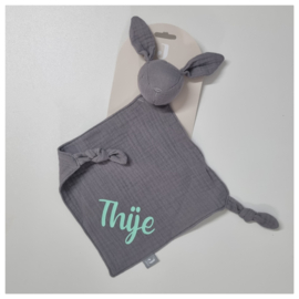 Jollein Knuffeldoekje Bunny Ears met Naam | Comfy Blanket Storm Grey