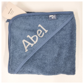 Jollein Badcape Badstof - 75 x 75cm - Jeans Blue | Baby Badcape met naam bedrukt