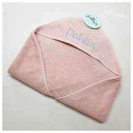 Jollein Badcape Badstof  75 x 75cm Pale Pink | Baby Badcape met naam bedrukt