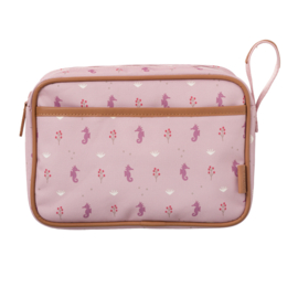 Fresk Toilettas met naam Seahorse | Toilet tas Zeepaardje roze