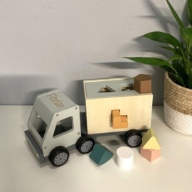 Kids Concept Sorter Truck Aiden | Kids Concept Vrachtauto Vormenstoof met naam