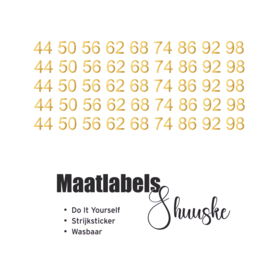 Maat labels set | Textielsticker maten | 40 labels