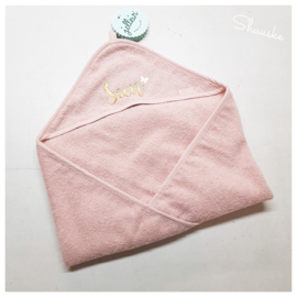 Jollein Badcape Badstof  75 x 75cm Pale Pink | Baby Badcape met naam bedrukt