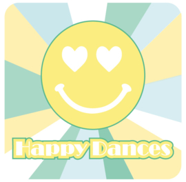 QuoteSticker "Happy Dances" blauw