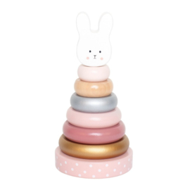 Jabadabado Stacking Toy Bunny | Houten Stapeltoren | Pastel Tinten Goud Zilver