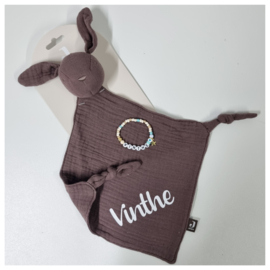 Jollein Knuffeldoekje Bunny Ears met Naam | Comfy Blanket Chestnut